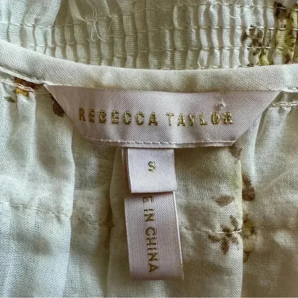 Rebecca Taylor Ines Smocked Floral Blouse Top S - Picture 10 of 11